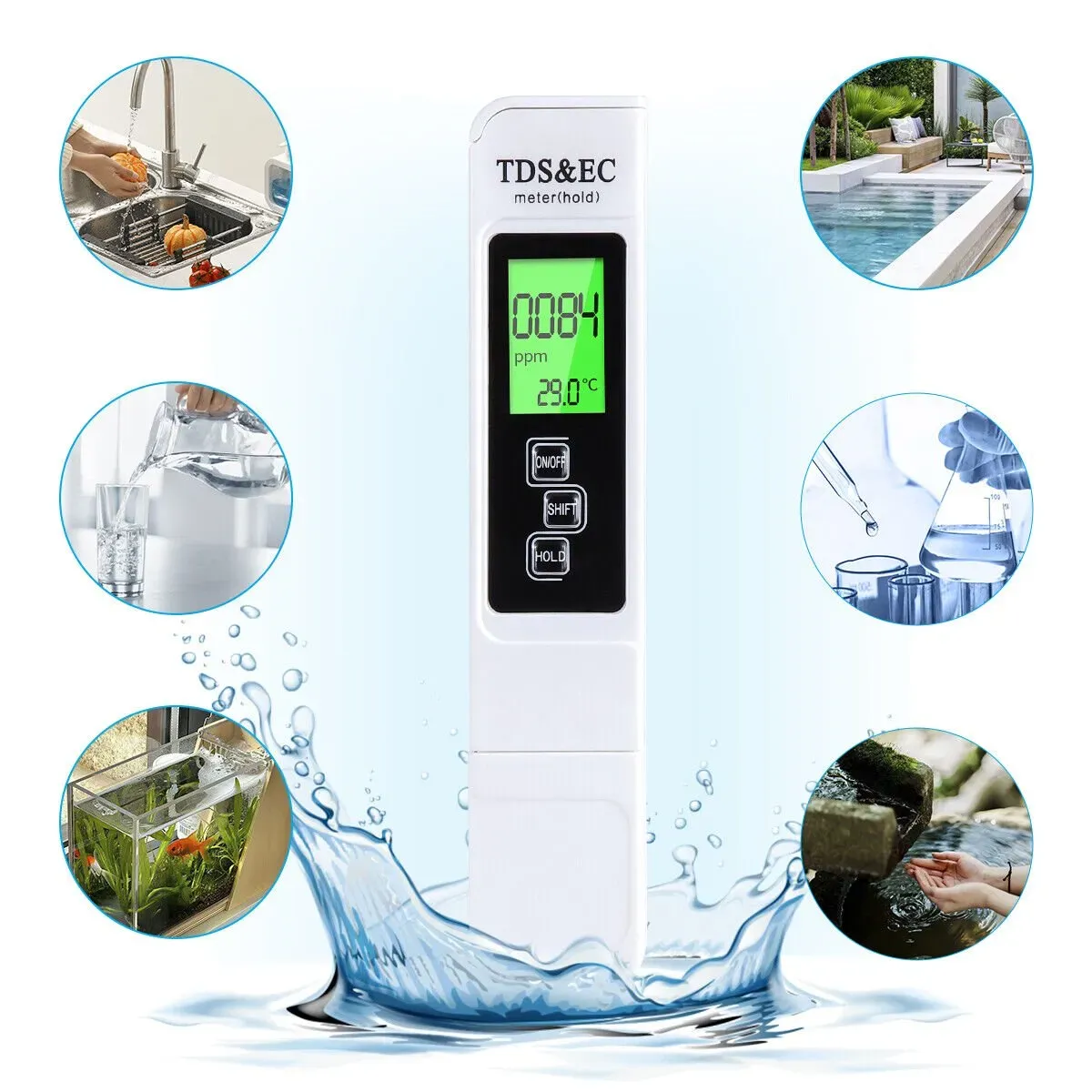 3 in 1 Digital TDS & EC Conductivity Meter with Temperature Function